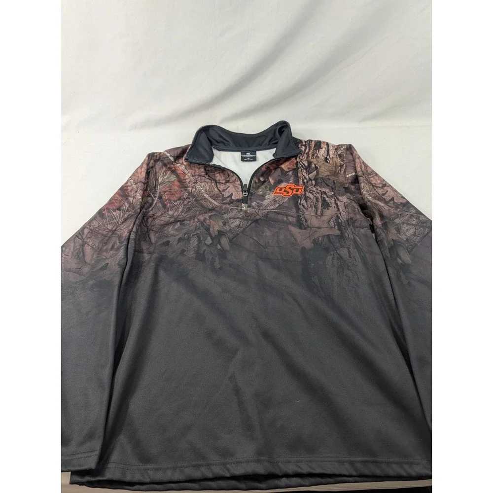 Oklahoma State Quarter Zip Jacket Mens Medium Camo Colosseum Hunting Camo